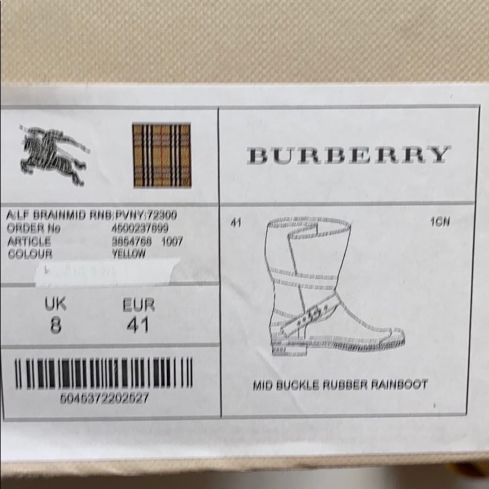 HP 🎉Burberry yellow mid buckle rain boot size: 10 - Picture 14 of 16